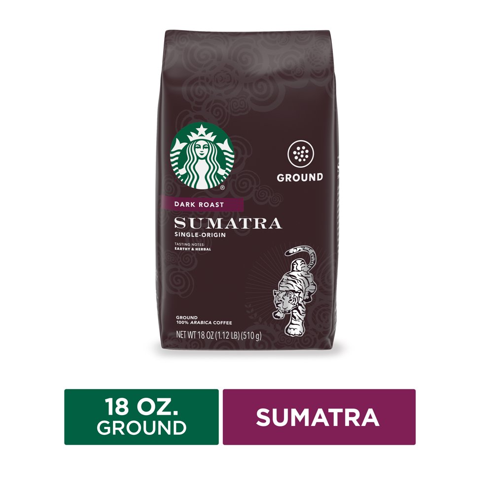 Starbucks Dark Roast Ground Coffee, Sumatra, 18 Oz