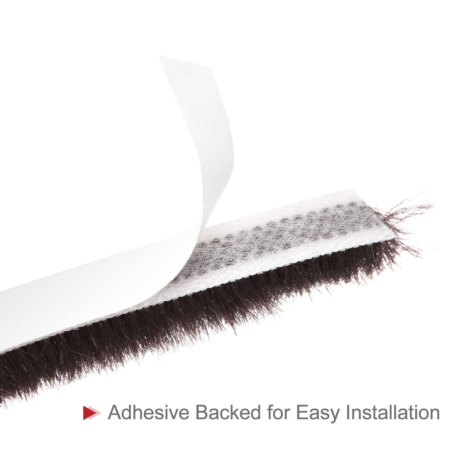 Uxcell 2 Pack Weather Stripping Brush, 39ft L x 0.35" W x 0.35" H Self-Adhesive Seal Weatherstrip Sweep Brush Brown for Door Window