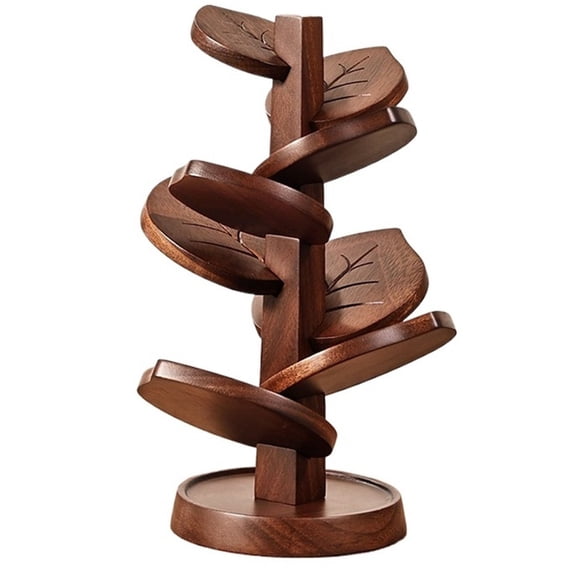 Walnut Wood Tree Coasters, Kitchen Wood Trivets for Hot Dishes Foldable