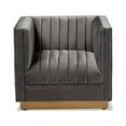 thumbnail image 2 of Baxton Studio Aveline Grey Velvet Gold Finished Armchair, 2 of 5