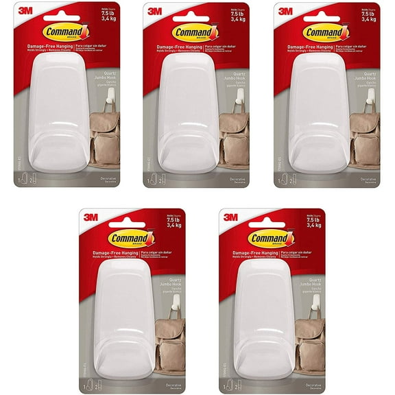 Command Hook, 1 Hook, 2 Strips, Holds 7.5 lbs 17088Q-ES Sold as 5 Pack