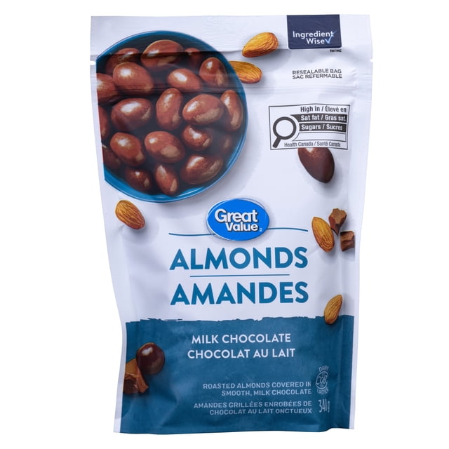 Great Value Milk Chocolate Almonds, Kosher, Made in Canada, 340 g