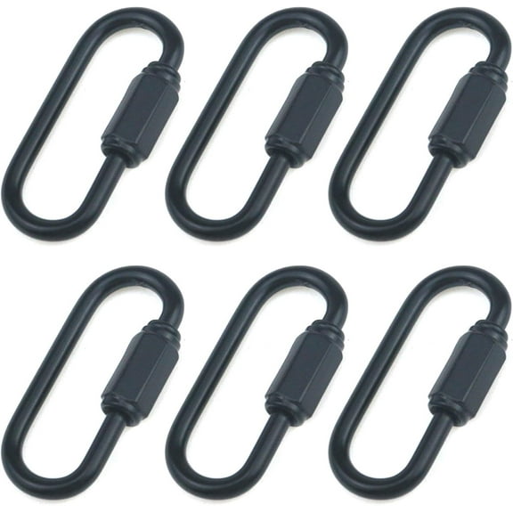 Heavy Duty D Shape Chain Locking, M3.5 3.5MM Chain Quick Link Connector- Black (Pack of 6) M3.5