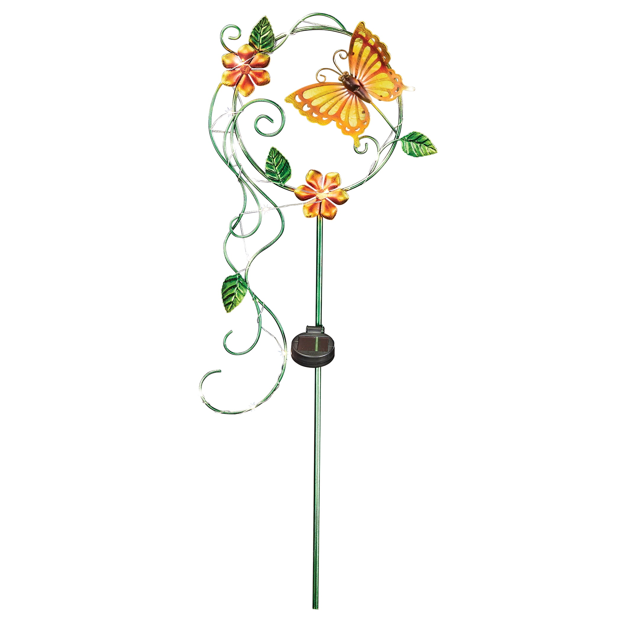 Butterfly Floral Scrolled Metal Glass Beaded WIND CHIME 42"H