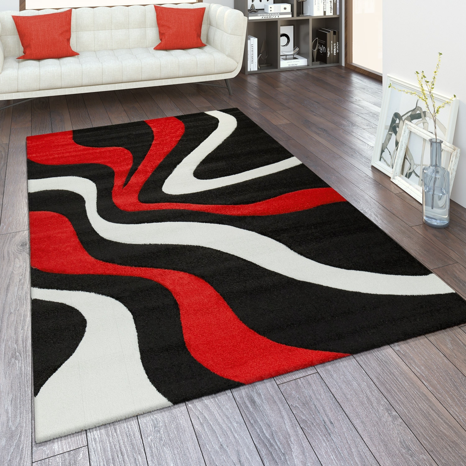 Paco Home Designer Area Rug with Contour Cut and Modern Wave Pattern 7'10" x 10'10" - Grey-blue - image 5 of 5