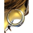 thumbnail image 3 of Large Shiny Gold Tone Puffy Hoop Earrings 3 inch Hoops, 3 of 3
