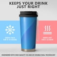 thumbnail image 2 of 18oz Travel Coffee Mug, 316 Stainless Steel Vacuum Insulated Tumbler with 2-in-1 Straw Lid & Strap, Abstract Geometric Print, 2 of 6