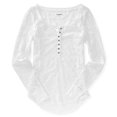 thumbnail image 1 of Aeropostale - Camiseta henley de encaje floral transparente para mujer, blanquecino, extragrande Aeropostale henley, 1 of 2