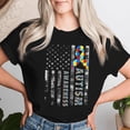 thumbnail image 2 of Autism Awareness Mom Dad USA Flag T-Shirt – Supportive Autism Pride Shirt for Parents, American Flag Design, Neurodiversity Awareness Apparel for Women, 2 of 3