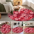 thumbnail image 6 of Valentine's Day Washable Round Area Rug 3.3 ft, Pink and Red Rose Flowers, Soft Non Slip Rugs Stain Repellent Indoor Felt Carpet for Living Dining Room Bedroom Home Office, 6 of 9