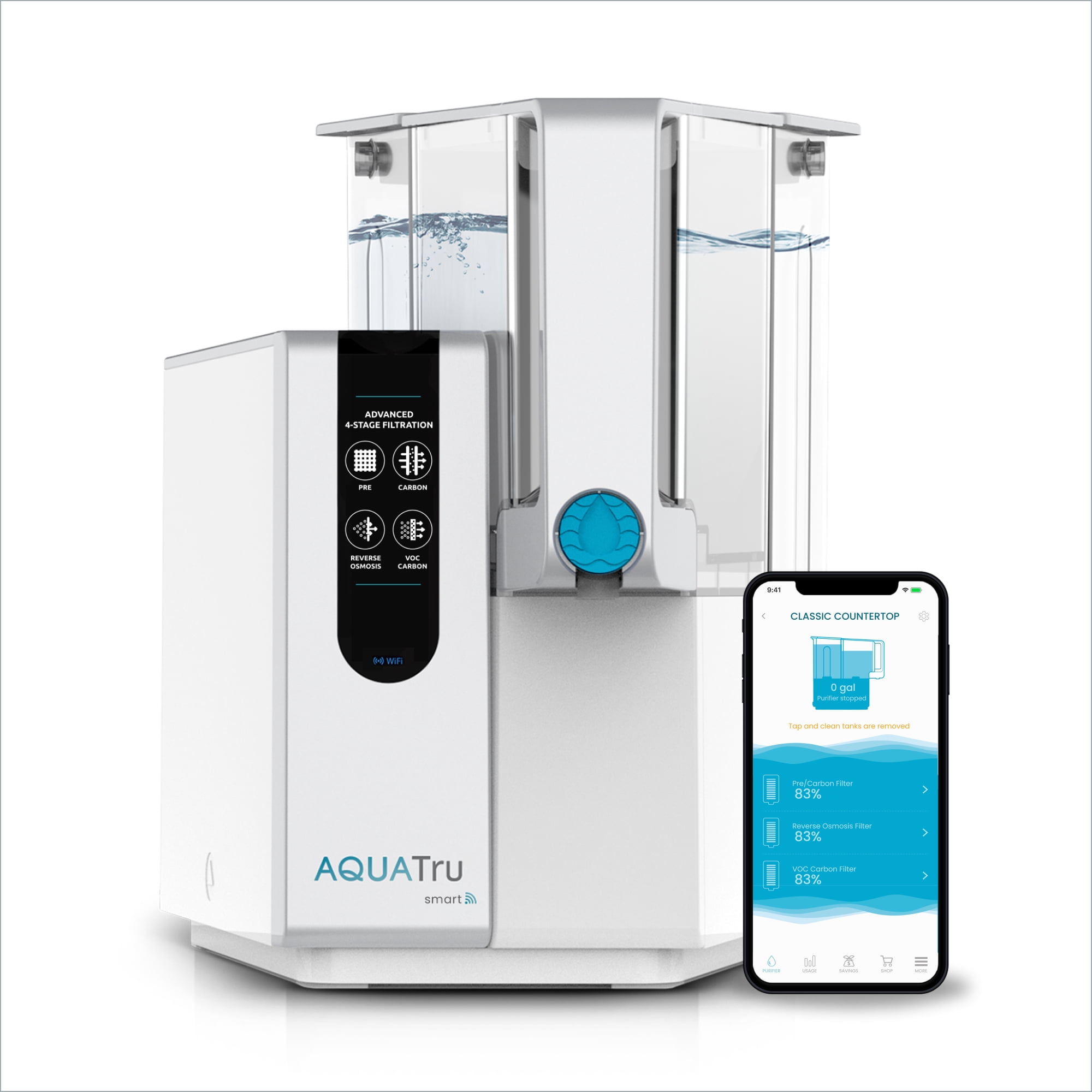 AquaTru Classic Smart Reverse Osmosis Water Filter | Countertop Purifier