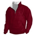 thumbnail image 2 of Namayuj Mens Zip Up Sweatshirts Fall Solid Color Crewneck Sweatshirt Retro Lightweight Pullover Tops Winter Long Sleeve Shirts, 2 of 6