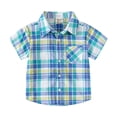thumbnail image 3 of YTDSCS 1-6T Boys Plaid Shirt Short Sleeve Cotton Dress Shirts Casual Button down Shirt Beach Lapel T Shirts for Kids Toddler, 3 of 8