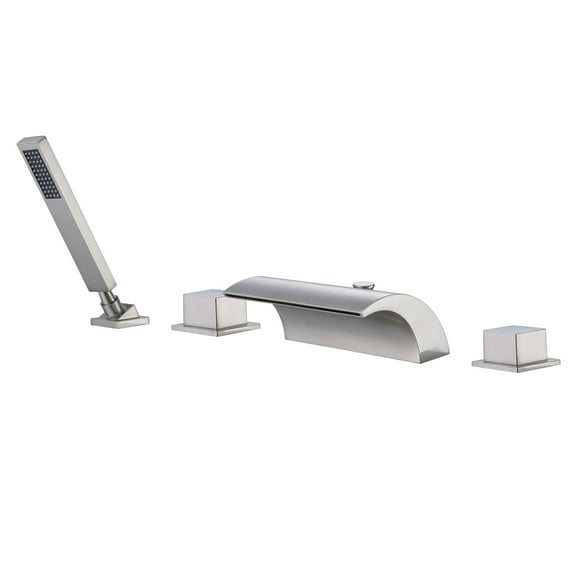 Brushed Nickel High Flow Bathtub Faucet with Sprayer, Waterfall Tub Spout with Diverter