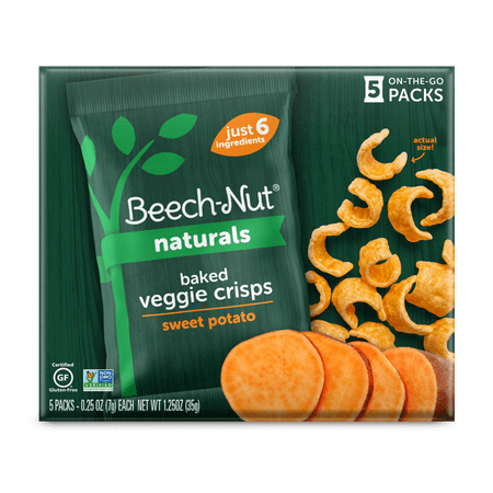 Beech-Nut Baked Veggie Crisps, Sweet Potato Toddler Snack, 1.25 oz Box