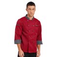 thumbnail image 3 of JanJean Unisex Double-Breasted Chef Coat Long Sleeve Restaurant Kitchen Cooking Chef Jacket Uniform Red 4XL, 3 of 7