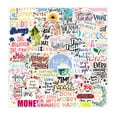 thumbnail image 4 of 50pcs Suitcase Sticker PVC Waterproof Laptop PVC Suitcase Decal English Phrase Refrigerator Decoration Paster, Type 1, 4 of 8