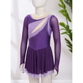 thumbnail image 3 of Hansber Kids Girls Figure Ice Skating Dress Long Sleeve Gymnastics Tutu Skirt Leotard Ballet Dance Dress Purple 8, 3 of 7