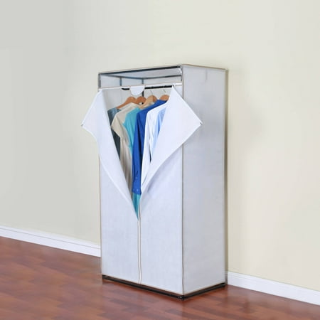 Mainstays 36 Clothes Closet Organizer With Cover And Hanging Bar