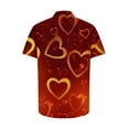 thumbnail image 4 of qucoqpe Valentine's Day Shirts for Men 2026 Spring Summer Fashion Heart Printed Turndown Neck Short Sleeve T-shirt Casual Loose Blouse Tee Tops, 4 of 5