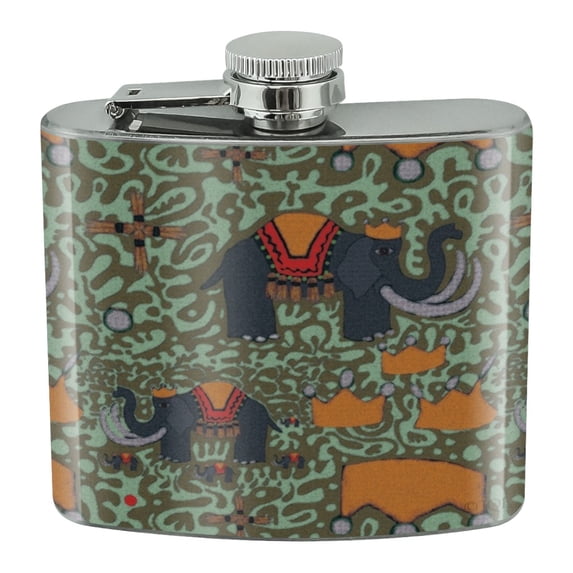 Elephant Kings Pattern Stainless Steel 5oz Hip Drink Kidney Flask