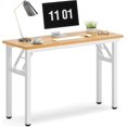 thumbnail image 1 of Folding Computer Desk Foldable Work Desk Table Writing Desk Folding Home Office Desk  No  to Assemble  Teak&, 1 of 5