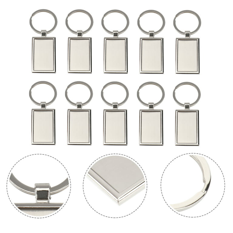 Tinksky 10PCS Rectangular Tag Key Chain Metal Blank Keychain License Plate  Number Anti-lost Tag Fashion Pendants Keyring for Bag Car Key (Silver) 