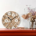 thumbnail image 2 of Daisy Flowers on Brown Round Wall Clock Silent Battery Operated Home Decor for Living Room Bedroom, 2 of 7