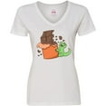 thumbnail image 3 of Inktastic Dino With Chocolate Bar Women's V-Neck T-Shirt, 3 of 5