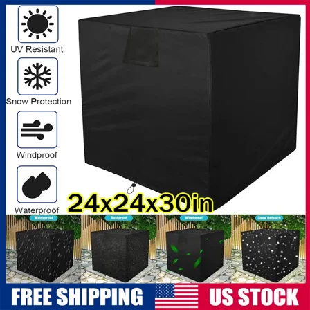 Square Air Conditioner Cover Black Duty Central Ac Outdoor Waterproof Protector