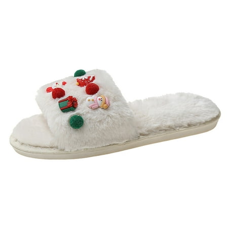

Slippers for Women Women S Home Warm Cotton Slippers Winter Fashion Christmas Pendant Printing Thermal Slippers Casual Home Shoes Womens Slippers Velvet Beige 38
