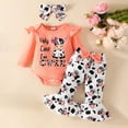 thumbnail image 6 of Baby Girl Fall Winter Clothes Newborn Infant Letter Holy Cow I'm CUTE Cow Print Long Sleeve Ruffle Romper Long Pants Headband Clothing Sets for 0 3 6 9 12 18 Months Baby Girl Outfit, 6 of 7