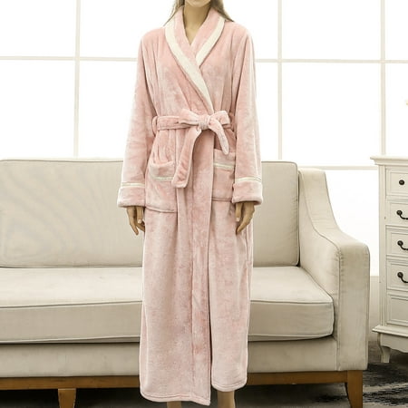 

Kayannuo Pajamas Clearance Women s Winter Lengthened Bathrobe Splicing Home Clothes Long Sleeved Robe Coat