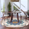 thumbnail image 5 of Vintage Blue Floral Washable Round Area Rug 5 ft, Country Retro Exotic Geometric Abstract Flower , Soft Non Slip Rugs Stain Repellent Indoor Felt Carpet for Living Dining Room Bedroom Home Office, 5 of 9