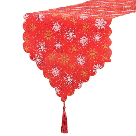 

OOKWE Christmas Fabric Printed Table Runner Holiday Table Cover Snowflake Tablecloth Dining Room Table Decoration