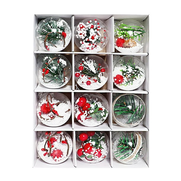 Decoraciones Del Árbol de Navidad 12Pcs Bola Ornamentos 6cm Pvc Vacaciones Plásticas, Ornamentos Del Árbol de Navidad Estilos Múltiples para Fiesta de Navidad Casa Hotel Restaurante Decoración