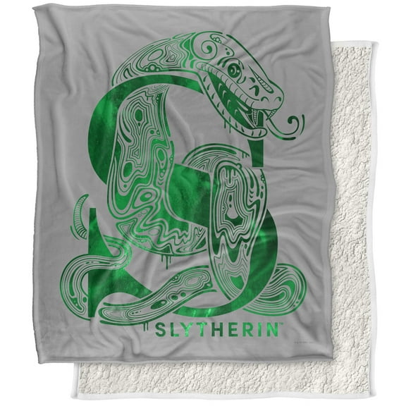 Harry Potter Blanket, 50"x60", Slytherin S Logo Silky Touch Sherpa Back Super Soft Throw Blanket