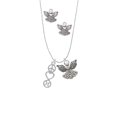 thumbnail image 2 of Delight Jewelry Peace - Heart - Softball Silver tone Guardian Angel Charm Necklace and Stud Earrings, 2 of 4