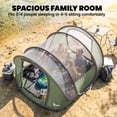 thumbnail image 4 of Pop-Up Camping Tent for 4-5 Persons, Waterproof Polyester Family Tent with 2 Doors, 2 Mesh Windows & Detachable Stargazing Rainfly, Large Outdoor Shelter for Beach & Camping, Green, 4 of 7