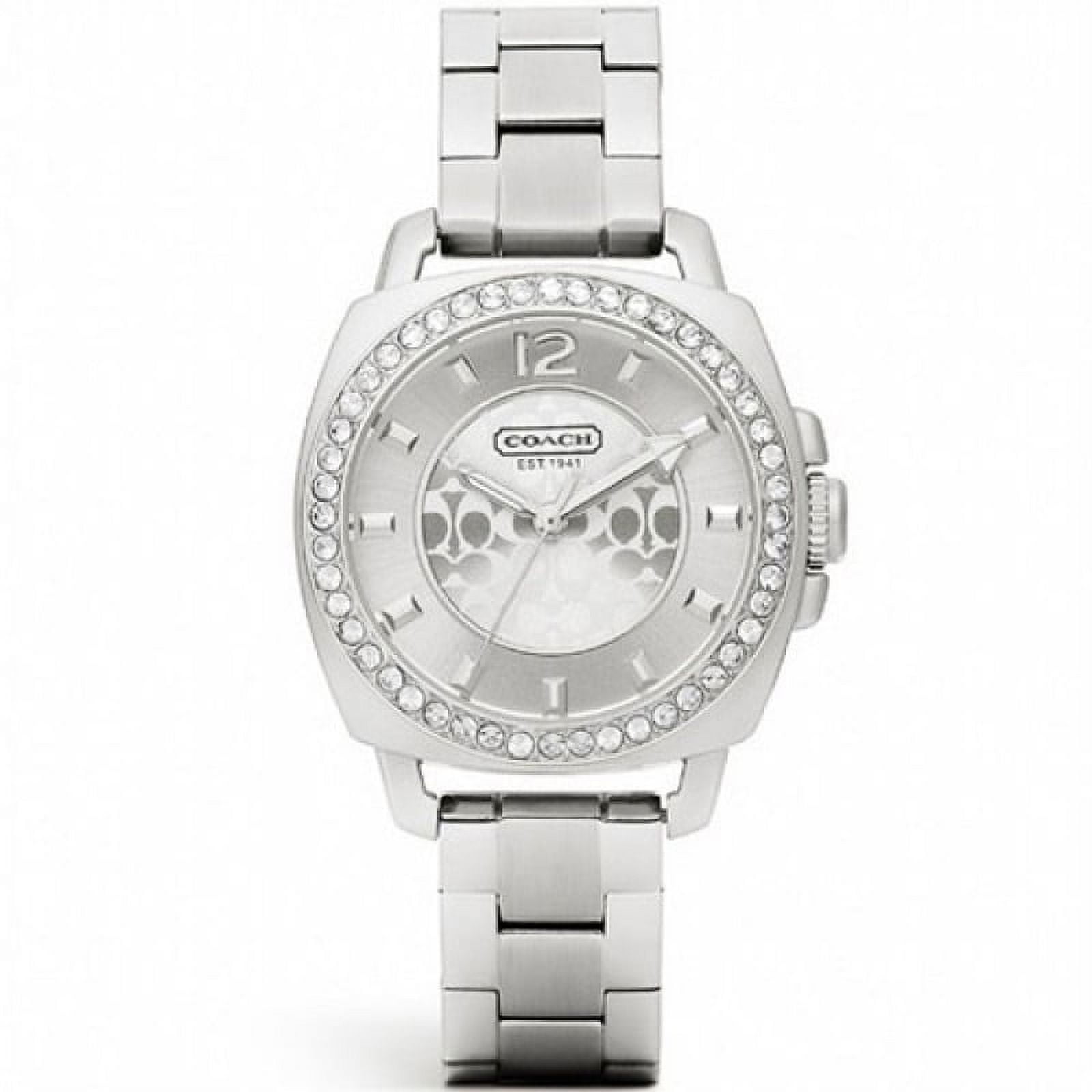Coach Greyson 36mm Ceramic Silver Glitter Dial Quartz Ladies Watch