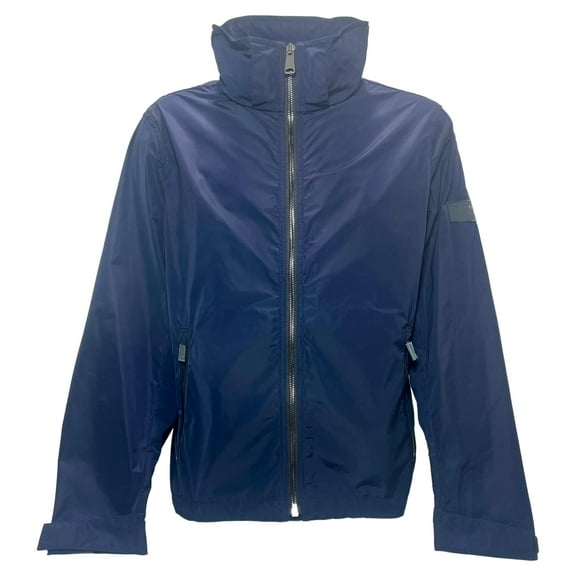 Pre-Owned Burberry Packaway Hood Shape-Memory Taffeta Jacket in Navy Blue Polyester