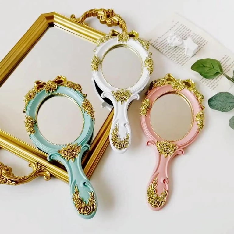 Holzlrgus Vintage Handheld Mirror - Embossed Flower Makeup  display picture 3