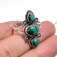 thumbnail image 2 of Natural Green Malachite Stone 925 Sterling Silver Design Statement Ring Gift Jewelry for Her, 2 of 5