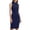 Navy, variant on Women's Elegant Sleeveless Ruched Bodycon Midi Dress Vintage High Neck Tie Waist Zip Up Work Office Business Dress