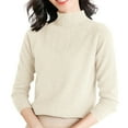 thumbnail image 1 of WTXUE Turtleneck Sweatshirt Crochet Sweaters High Neck Long Sleeved Textured Printed Knitted Base Layer Loose Inner Sweater Oversized Sweatshirt Half Zip Pullover Womens Sweatshirt Beige L, 1 of 9