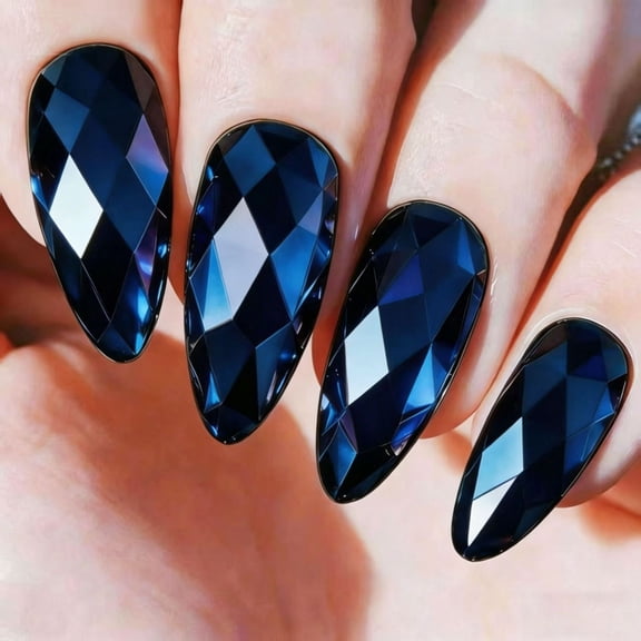 24 Pieces 3D Metallic Nail Art Gems - Shiny Rhombic Nail Decorations for Stunning Manicure Designs
