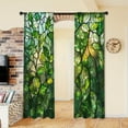 thumbnail image 2 of WNOOHIY Nordic Style Retro Green Leaf Stain Glass Light-filtering Curtains for Young People Bedroom Living Room,Set of 2 Panels, 2 of 8