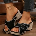 thumbnail image 6 of Mostsola Sandals for Women Square Toe Pumps Fashion Buckle Platform Sandals Beach Shoes, 6 of 9