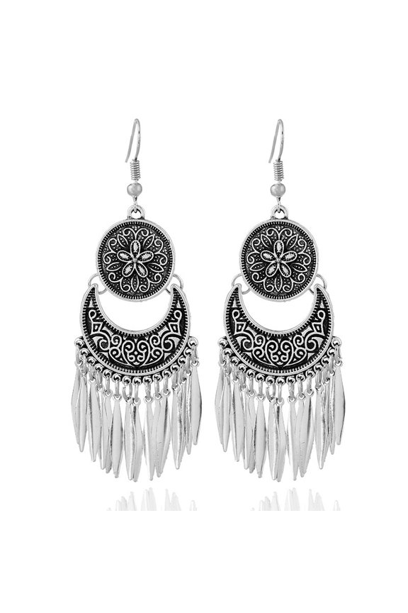 Oxidized Silver Bollywood Traditional Indian Bohemian Boho Vintage Antique Ethnic Gypsy Tribal Afgani jewelry Earrings for Women