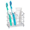 thumbnail image 1 of Soporte para cepillo de dientes para baño, soporte para pasta de dientes de acero inoxidable con 5 ranuras, organizador multifuncional de accesorios de baño para niños y adultos (plateado), 1 of 7